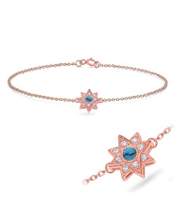 Star Shape with Turquoise and CZ Bracelet BRS-543-RO-GP